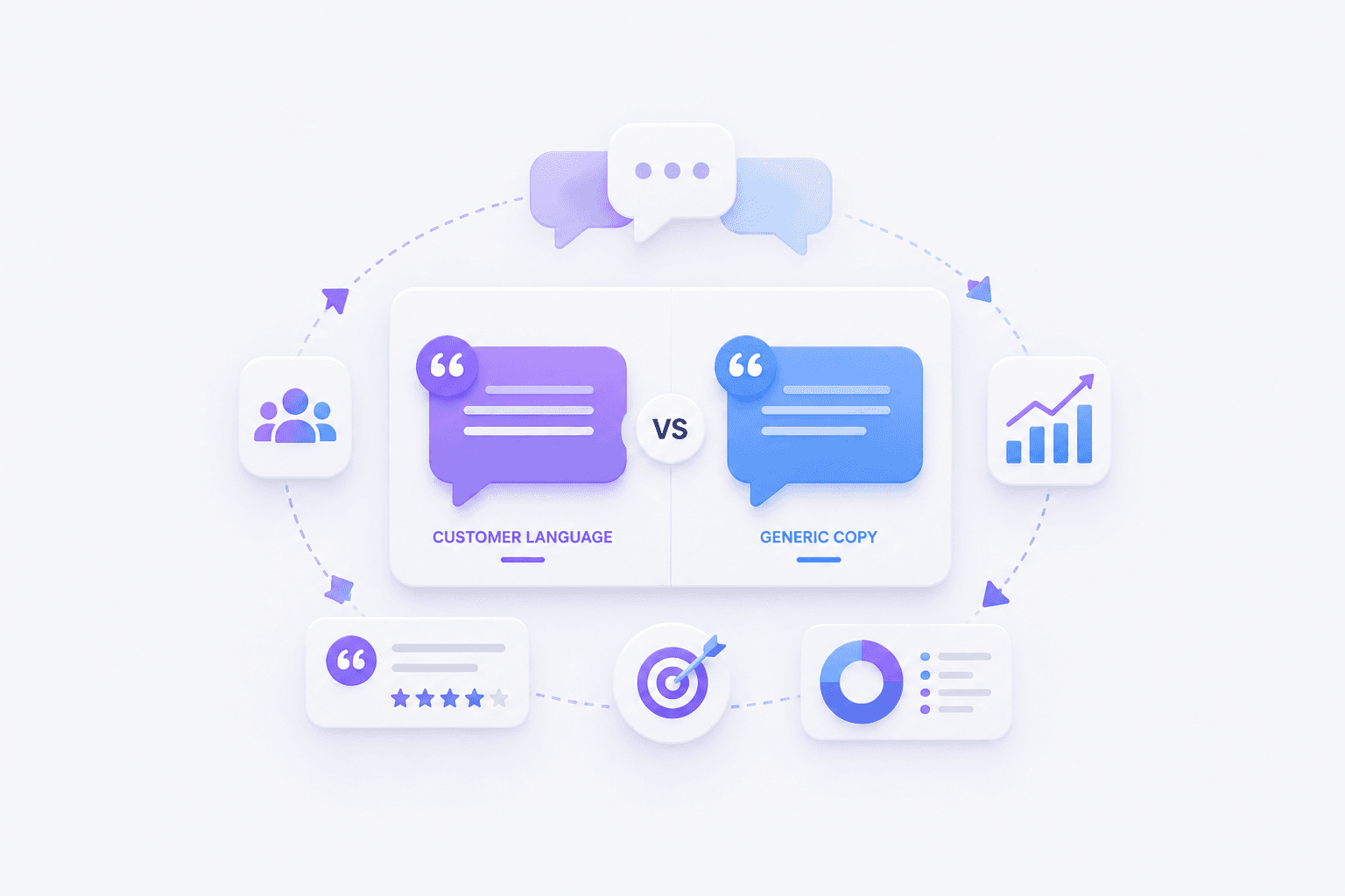Message Testing. We test customer language directly against generic copy