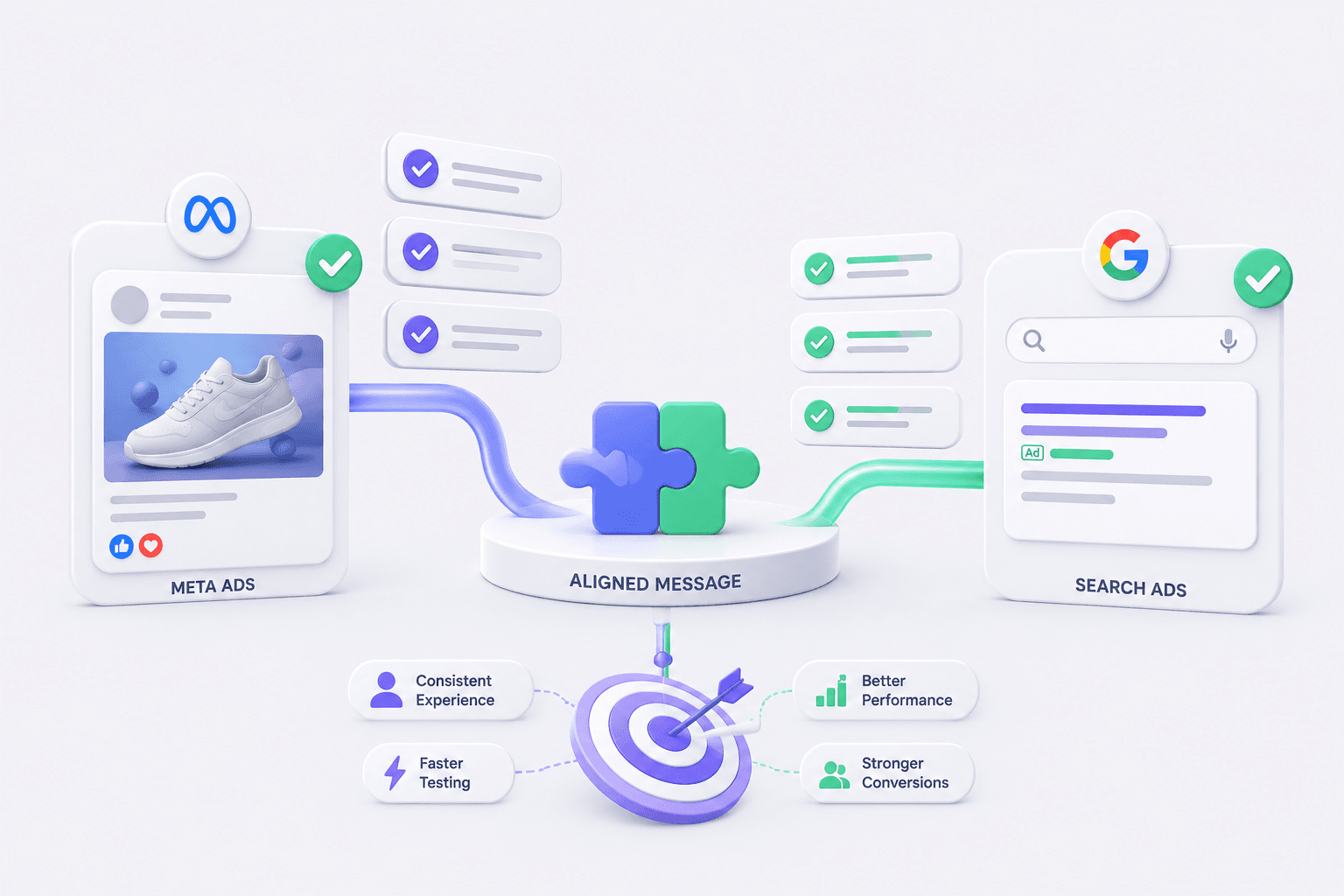 Message Alignment. We align Search copy with what's already working on Meta