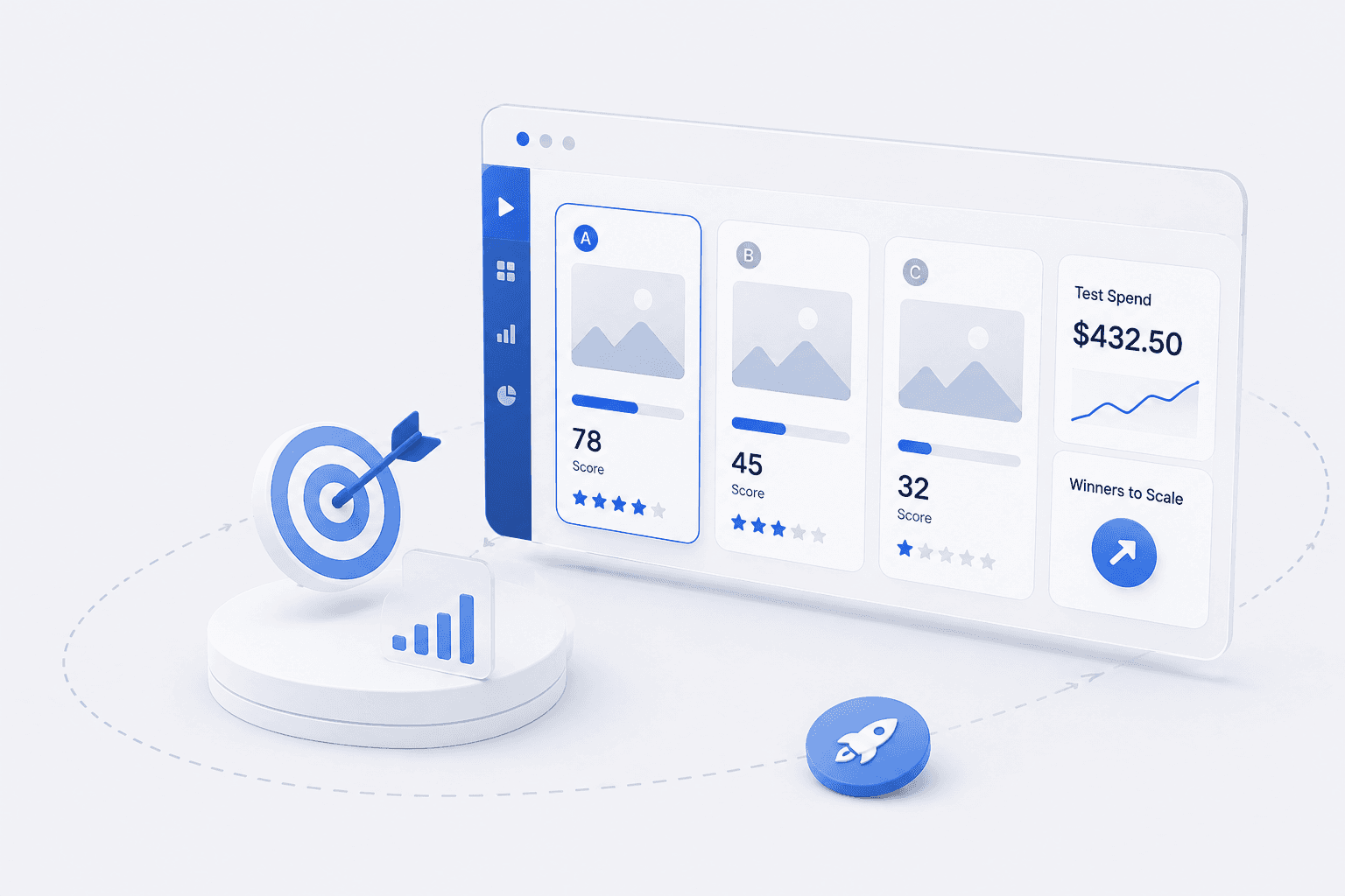Pre-Launch Testing. We validate hooks and formats before they touch live budget